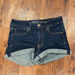 AE super stretch dark wash shorts